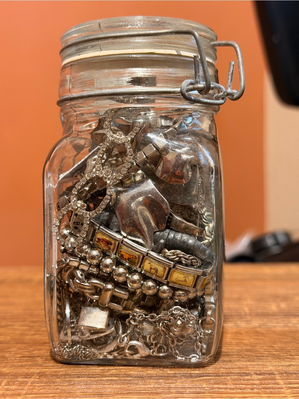 Mystery Jar Filled with Silver tone Jewelry - Picture 2 of 3